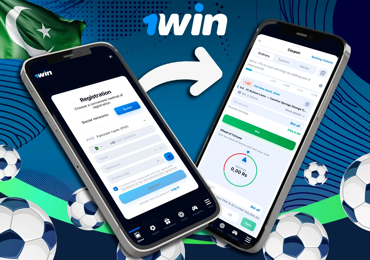 Smartphone with registration on the site redirects after registration immediately make a bet, on the background of sports balls