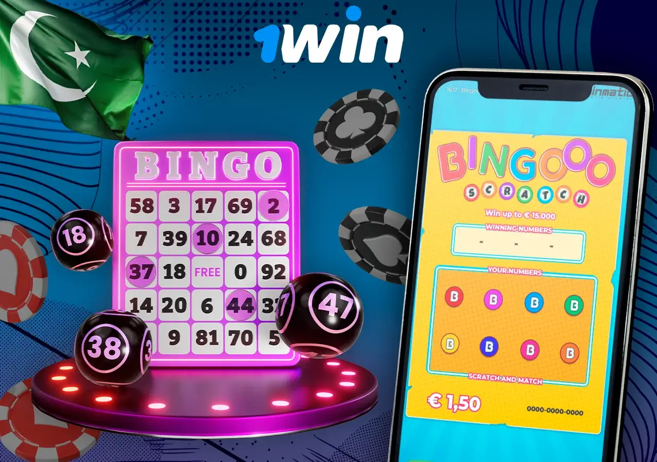 One of the Bingo games is open on the phone, with a lotto illustration next to it